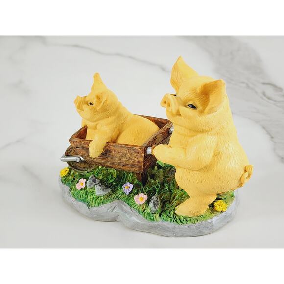 Russ Piglet Pig Piggy On A Cart Truffles Figurine 4" Resin 90s Home Decor Vtg - Picture 6 of 12